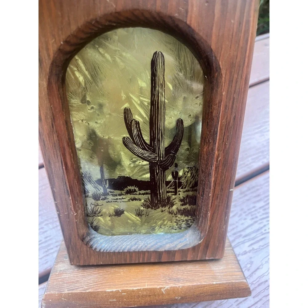 Vintage Rustic Wood Saguaro Cactus Lantern Candle Holder Desert Southwest Decor
